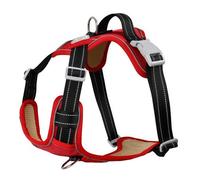 Racocou Harnais pour Chien à Double Gilet à 4 Points, coussinage, Absorption des Chocs, Protection des os, Boucle en Alliage, Bande réfléchissante, Ajustable pour Chiens Moyens et Grands,Noir,M