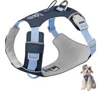 Racocou Harnais pour Chien Anti-Traction à Fixation Avant avec Poche de Suivi Gilet Respirant réglable Anneau en D renforcé et Anneau Utilitaire Léger pour Chiens Petits, Moyens et Grands,Chrome,XL