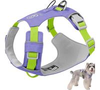 Racocou Harnais pour Chien Anti-Traction à Fixation Avant avec Poche de Suivi Gilet Respirant réglable Anneau en D renforcé et Anneau Utilitaire Léger pour Chiens Petits, Moyens et Grands,Violet,M