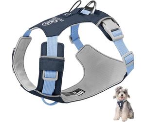Racocou Harnais pour Chien Anti-Traction à Fixation Avant avec Poche de Suivi Gilet Respirant réglable Anneau en D renforcé et Anneau Utilitaire Léger pour Chiens Petits, Moyens et Grands,Chrome,L
