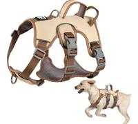 Racocou Harnais pour chien léger réfléchissant - Respirant, résistant aux déchirures, 3 points anti-évasion, style Y avec clip avant et poignée douce anti-traction pour chiens petits à moyens,Marron,L