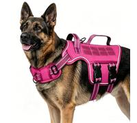 Racocou Harnais pour Chien Robuste Anti-Traction pour Grands Chiens avec poignée rembourrée réglable sans étranglement Facile à Mettre pour la Promenade l'entraînement et la randonnée,Rose,S