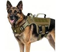 Racocou Harnais pour Chien Robuste Anti-Traction pour Grands Chiens avec poignée rembourrée réglable sans étranglement Facile à Mettre pour la Promenade l'entraînement et la randonnée,Laiton,S