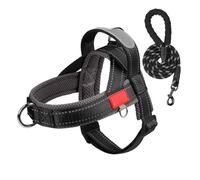 Racocou Harnais pour Chien sans Traction avec Boucle métallique - Points d'attache Avant et arrière pour Un contrôle Facile - Anti-évasion pour promenades et Dressage en extérieur,Noir,S