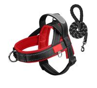 Racocou Harnais pour Chien sans Traction avec Boucle métallique - Points d'attache Avant et arrière pour Un contrôle Facile - Anti-évasion pour promenades et Dressage en extérieur,Rouge,L