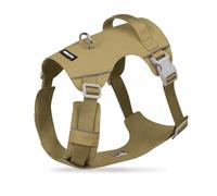 Racocou Harnais pour Chiens Actifs - Tissu Ripstop imperméable à séchage Rapide - Ajustement réglable Anti-Traction - Bordure réfléchissante et poignée arrière d'assistance,Laiton,L