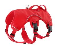 Racocou Harnais rembourré anti-évasion chiens de petite à grande taille - Harnais à 3 points sans traction, ajustable à 6 points, fin, anti-frottement, idéal pour les races à poitrine profonde,Rouge,S