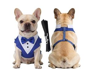 Racocou Harnais Tactique Anti-Traction pour Chien Gilet réglable réfléchissant Facile à Mettre/enlever pour l'entraînement et la Promenade, Chiens Petits, Moyens et Grands,Bleu,M