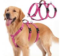 Racocou Harnais Tactique pour Chien, sans Traction, réglable, réfléchissant, Facile à Mettre/à enlever, pour l'entraînement à la Marche, pour Chiens de Petite, Moyenne et Grande Taille,Rose,M