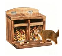 Racocou Nourrisseur pour Écureuils avec Couvercle Relevable en Bois Massif, Grand, Étanche, Durable, Décoratif, pour L'extérieur, Jardin Et Arrière-Cour, Parfait pour Une Utilisation Toute L'année