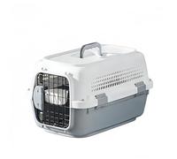 Racocou Nouvelle boîte de transport en plastique pour chiens et chats de petite taille, convient aux petits chiens et chats, capacité de charge maximale 5 kg, 51 x 35 x 31 cm, gris
