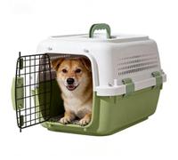 Racocou Nouvelle Cage de Transport pour Animaux en Plastique/Cage de Transport - Capacité de Charge maximale 20 kilogrammes Dimensions 58 x 37 x 34 centimètres Équipée d'une gamelle,Vert