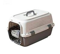 Racocou Nouvelle Cage de Transport pour Animaux en Plastique/Cage de Transport - Capacité de Charge maximale 20 kilogrammes Dimensions 58 x 37 x 34 centimètres Équipée d'une gamelle,Gris
