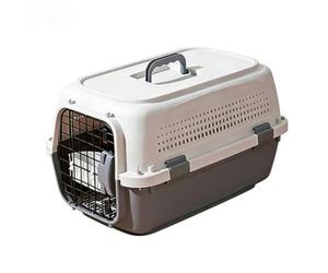Racocou Nouvelle Cage de Transport pour Animaux en Plastique/Cage de Transport - Capacité de Charge maximale 20 kilogrammes Dimensions 58 x 37 x 34 centimètres Équipée d'une gamelle,Gris