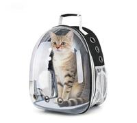 Racocou Sac à Dos pour Animal de Compagnie Capsule Spatiale Claire Coque Dure en Dôme, Maille Respirante Bretelles Épaissies Sac de Voyage pour Animal de Compagnie sans Les Mains,Noir