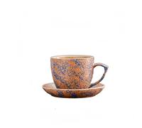 Racocou Set tasse et soucoupe en céramique pour latte art et thé de l'après-midi, mug, adapté à toutes sortes de boissons, cadeau,Marron