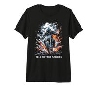 Racontez de Meilleures Histoires Aventure Moto T-Shirt Haut de Gamme