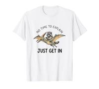 Racoon n'a Pas Le Temps d'expliquer Le mème des Dinosaures T-Shirt Graphique avec Valeur, Homme, Blanc, XL