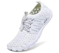 Racqua Chaussures d'eau Séchage Rapide Pieds Nus Plage Aqua Sport Natation Surf Piscine Randonnée Plongée Marche pour Hommes Femmes Blanc 38