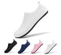 Racqua Chaussures d'eau Weitsuit Antidérapant Respirant Aqua Wet Socks Yoga Quick-Dry Plage Léger Natation Piscine Mer Surf Chaussures pour Hommes Femmes Blanc EU38/39