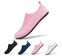 Racqua Chaussures d'eau Yoga Quick-Dry Plage Légère Natation Piscine Mer Surf Chaussures Large Suit Non Glissant Respirant Aqua Mouillé Chaussettes pour Hommes Femmes Rose EU38/39