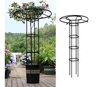 RADAAB Obélisque de Jardin extérieur 90cm 120cm 150CM 180cm 210cm Cage de Tomate Noire, Parasol Jardin en Pot Plante Support, Vigne Rose antirouille Enduit Support en métal (Size : 180cm/5.9ft)