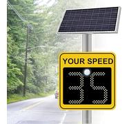 Radar de vitesse à énergie solaire, panneau de signalisation de limitation de vitesse, en aluminium antirouille, avec 2 détecteurs de vitesse numériques pour rues et quartiers Yellow-50x70cm/20"x27"