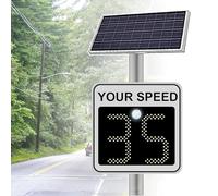 Radar de vitesse à énergie solaire, panneau de signalisation de limitation de vitesse, en aluminium antirouille, avec 2 détecteurs de vitesse numériques pour rues et quartiers White-50x70cm/20"x27"