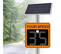 Radar de vitesse à énergie solaire, panneau de signalisation de limitation de vitesse, en aluminium antirouille, avec 2 détecteurs de vitesse numériques pour rues et quartiers Orange-50x70cm/20"x27"