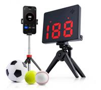 Radar de Vitesse de Balle Portable, Guidage Vocal, trépied Pliable | Suivi de mouvement rechargeable, historique des données, modes solo/duel ; pour tennis, baseball, softball, football