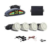 Radar Recul Voiture Kit Capteurs Stationnement Avant Auto Car Prefix Parktronic Systèmes D'assistance Au Véhicule Buzzer Volume D'alarme Géomagnétiques Haut-parleurs(Pearl White)