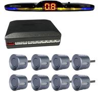 Radar recul Voiture Kit capteurs stationnement Radar Multiple rétro-éclairage système d'affichage LED Park tronic moniteur sauvegarde Assistant détection Capteurs stationnement(Grey,8 sensors)