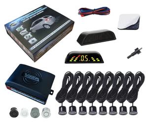 Radars de recul sonore Avant arrière avec écran LED VEGA® Marque Française 8 capteurs Noirs