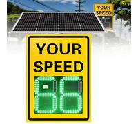 Radars solaires, panneaux de limitation de vitesse à LED numériques à énergie solaire, limitation de vitesse réglable, affichage LED de la vitesse dans les quartiers,24''×35‘’-Yellow