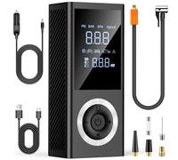 RADCLO Gonfleur de Pneus Électrique Sans Fil 150 PSI - Mini Compresseur d’Air Portable Rechargeable avec Écran Digital, LED, Arrêt Automatique - pour Voiture, Vélo, Moto, Ballon