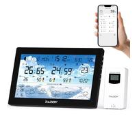 Raddy N90 Wi-Fi Station météo avec capteur sans fil, 8,8" HTN écran, Connectivité via App intelligente, Thermomètre intérieur/extérieur, Moniteur de température et d'humidité, PM2,5/AQI/UVI