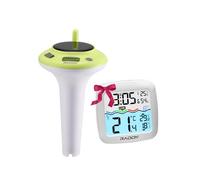 Raddy PT-5 TN Thermomètre Piscine Sans Fil Flottant, IPX8 Étanche, Écran Intérieur Température et Humidité, Recharge Solaire et Batterie, pour Spa, Bassin, Aquarium