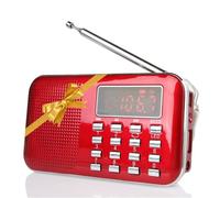 Raddy RF23 Radio Portable FM/AM, Radio de Poche Rechargeable avec Lampe de Poche, Grand Écran LCD, Lecteur MP3 Micro SD/USB, Batterie 800mAh, Mini Radio Compacte pour Promenades, Camping, Rouge