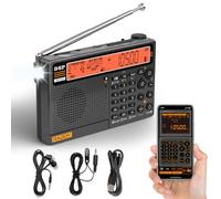 Raddy RF757 Radio à Ondes Courtes de contrôle par Application, Radio Portable avec réception AM/FM/SW/VHF/UHF/CB/AIR, Batterie 2500 mAh, 1000 préréglages, Casque, antenne Filaire, Alarme & SOS