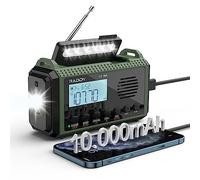 [10,000 mAh] Radio Solaire Raddy SH-905, Radio Dynamo SW AM FM avec Batterie Rechargeable, Alarme SOS, Lampe de Poche, Boussole, Batterie Externe pour Panne de Courant, Camping, ouragan, extérieur