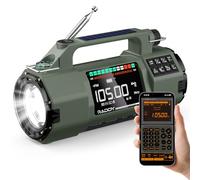 Raddy SH-907 Radio d’Urgence, contrôle Via APP, manivelle, Solaire, AM/FM/SW/VHF, Batterie remplaçable 5000 mAh, Lampe, SOS, Boussole pour coupures de Courant & Camping