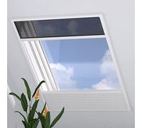 Radeco® Moustiquaire Fenetre de Toit Basculante 80 x 120 cm (LxH), Plissée Duo Translucide et Occultante, Blanc, Store Fenetre de Toit, Moustiquaire Fenêtre de Toit, Réductible