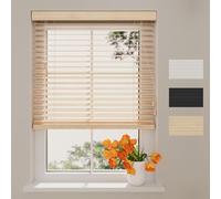Radeco® Store vénitien en Bois Naturel 130 x 240 cm (LxH), lamelles de 50 mm en Bois de Paulownia, largeurs Disponibles de 50 à 250 cm, Store intérieur, Jalousie pour fenêtre