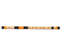 Radhe Flutes | Base Bansuri G Sharp pour droitier | Noir et orange | accordé avec Tanpura A = 440 Hz | Flûte en PVC + cours d'hindi et de flûte anglaise