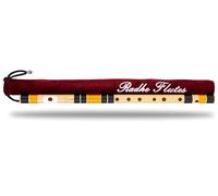 Radhe Flutes | C Bansuri central pour droitier | accordé avec Tanpura A = 440 Hz | Flûte en PVC + housse en velours + cours de flûte hindi et anglaise (noir et orange)