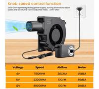 Radial Fan 12V AC 220V Turbines EC 240V Turbo with Controller for Home Appliances Turbine Fan (120 x 32 mm (with hose)