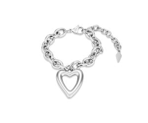 Radiant Chains and Hearts Bracelet Spécial Acier Argenté Taille Unique Réglable avec Fermoir Mousqueton Bijoux Femme
