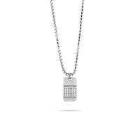 Radiant - Collection Lombok - Collier en chaîne argentée et plaque noire pour homme, luxe et élégance pour un style distingué.