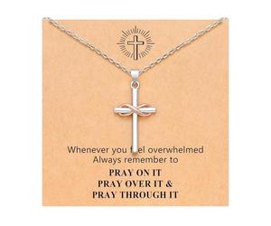 Radiant Cross Pendant - Christian Faith Jewelry Piece, Sterling Silver Chain Necklace, Elegant Charm Pendant Design, Accessory Stylish Arrangement, Religious Necklace for Girls, Mothers, Wives