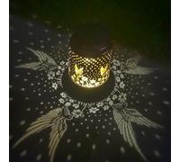 Radiant Garden Accent - Lanterne solaire pour l'éclairage de chemin extérieur | Métal avec design crevé, lumière étanche à colibri à LED pour décoration d'arrière-cour, éclairage du paysage suspendu